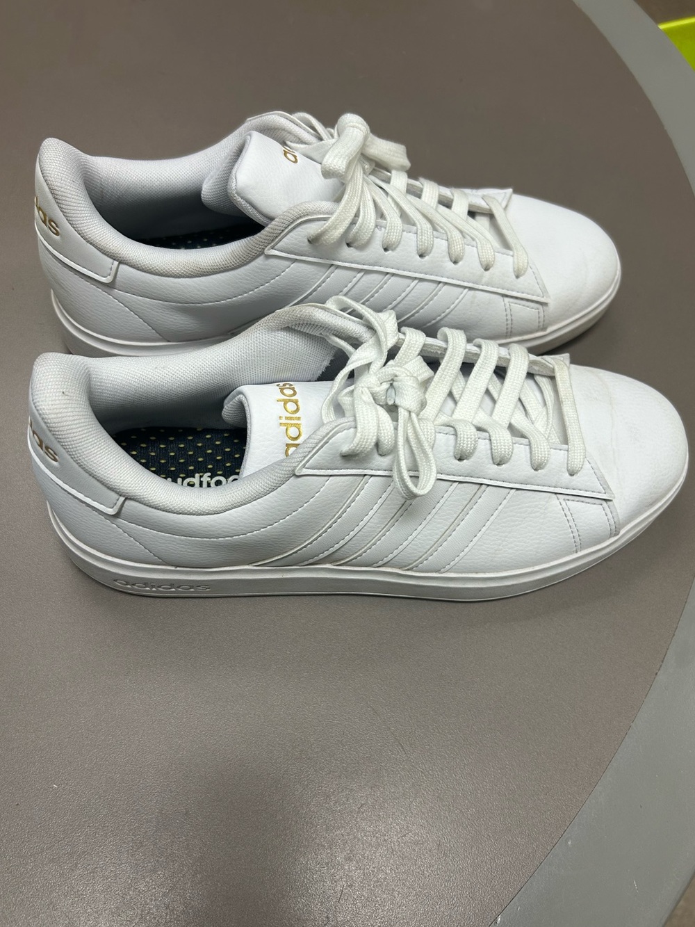 adidas White Low-Top Sneakers with Gold Dot Insole